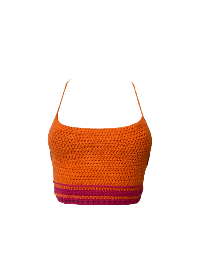 Top dos nu orange et rose