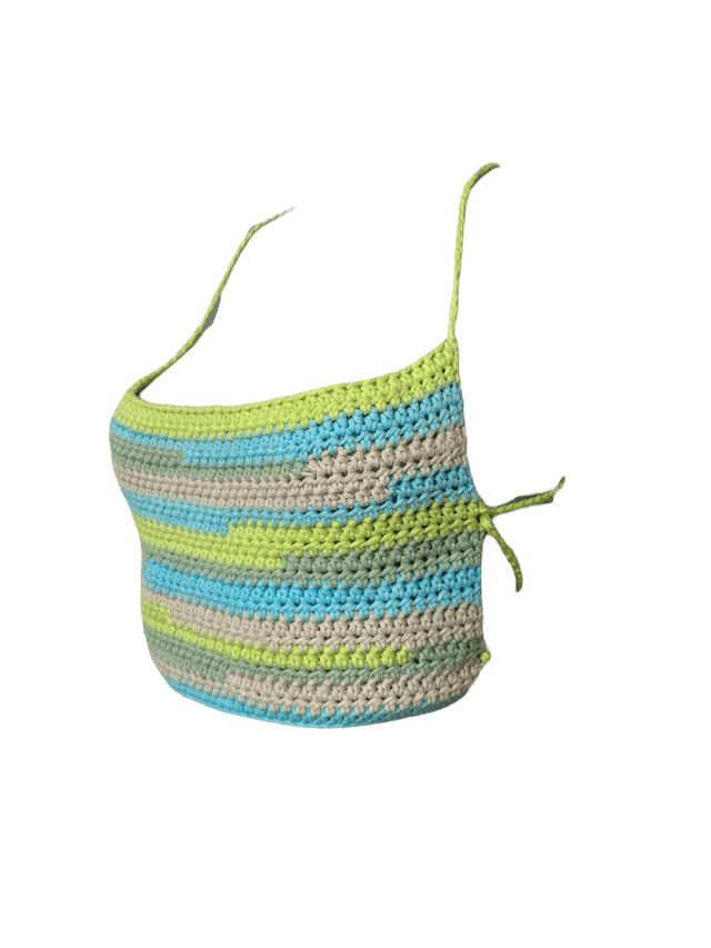 Top dos nu pastel bleu vert