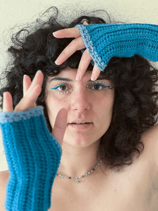 Mitaines double bleu