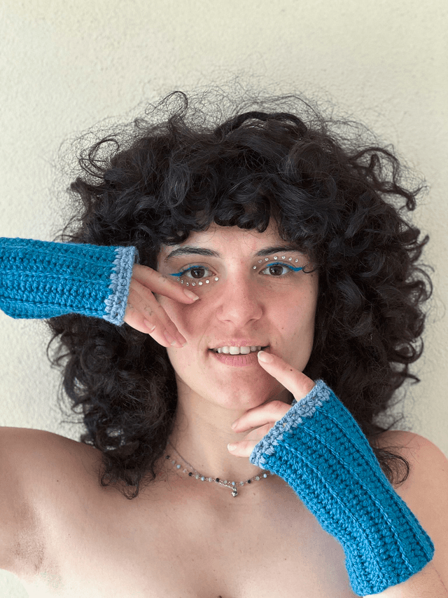 Mitaines double bleu