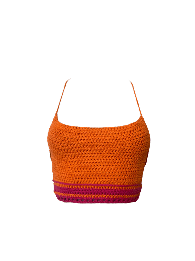 Top dos nu orange et rose