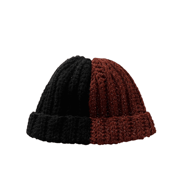 Bonnet bicolore noir marron