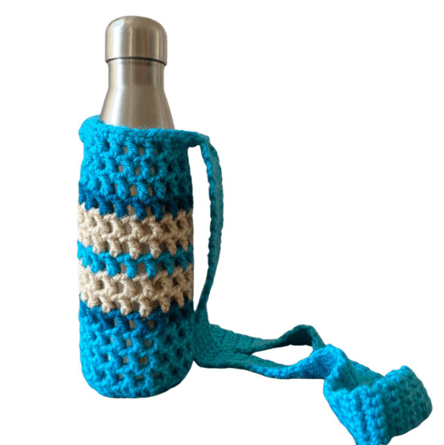 Porte gourde bleu et beige