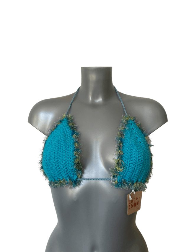 Bikini turquoise fluffy
