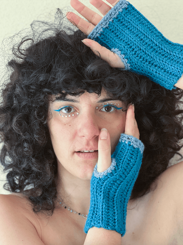 Mitaines double bleu