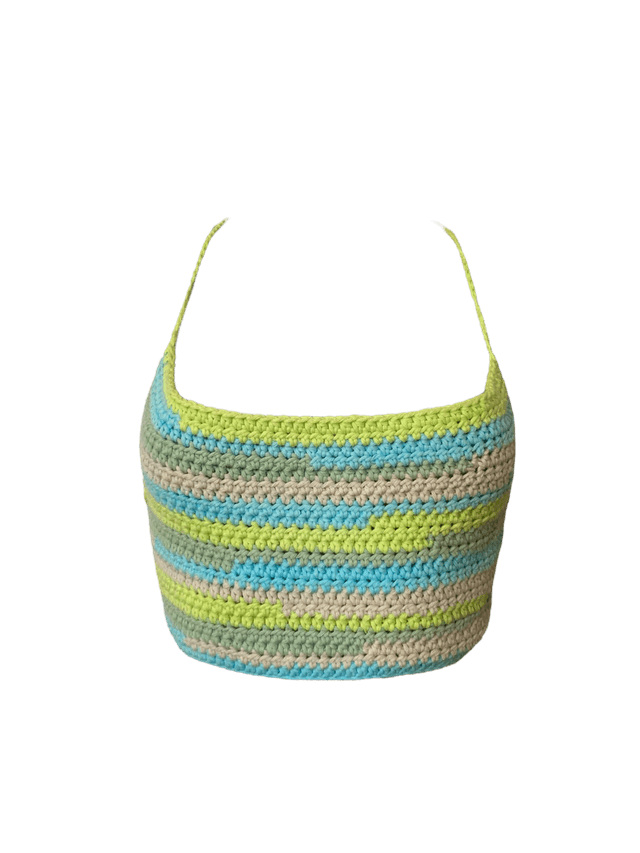 Top dos nu pastel bleu vert